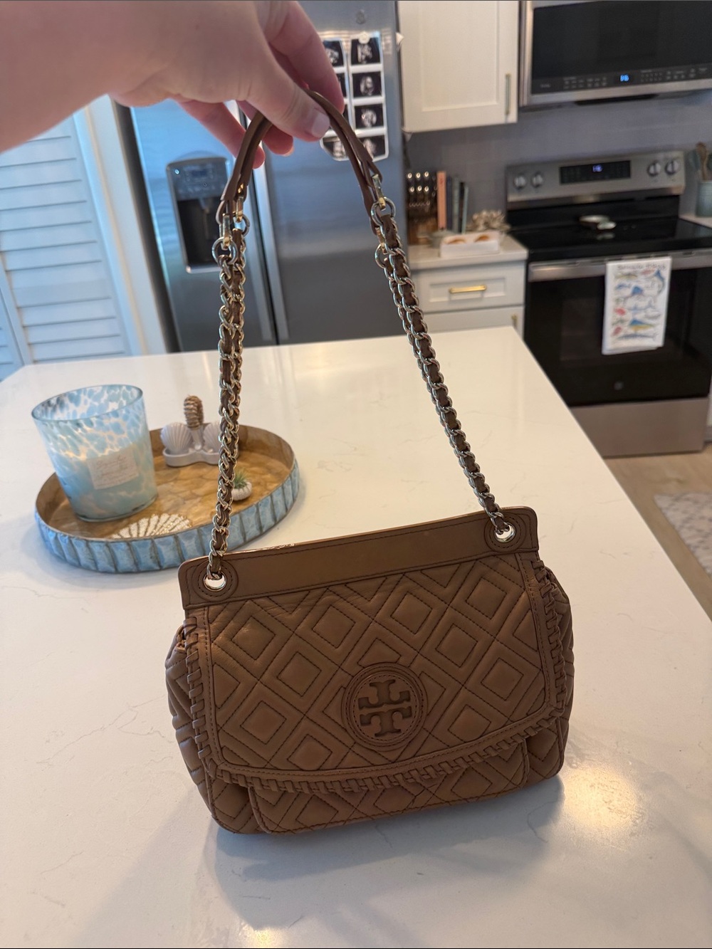 Brown Tory birch shoulder purse - Picture 6 of 7